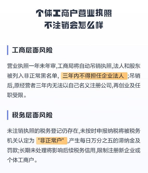 个体营业执照不注销